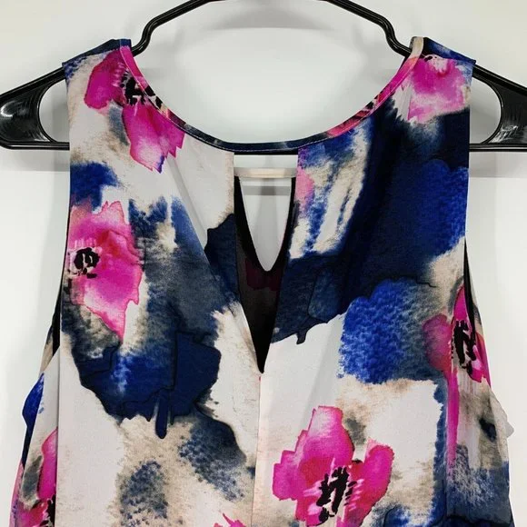 ASTR Dress Black Watercolor Floral Print Mini Shift Sleeveless - Picture 9 of 10